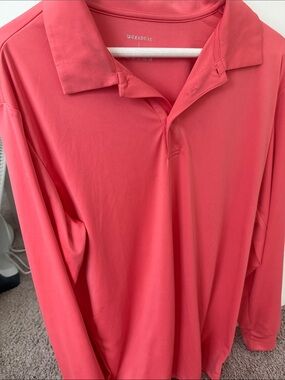 Gradual Men's Long Sleeve Polo in Coral Pink